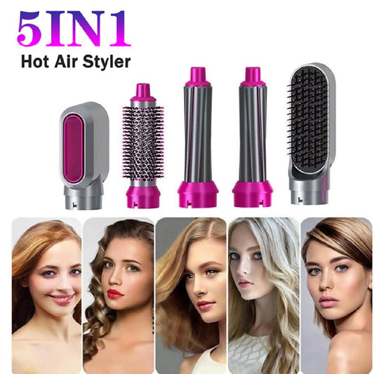 5 in 1 Electric Hair Dryer Brush - Blow Dryer Hair Comb Curling Wand Detachable Brush Kit Negative Ion Straightener Hair Curler - Random Color