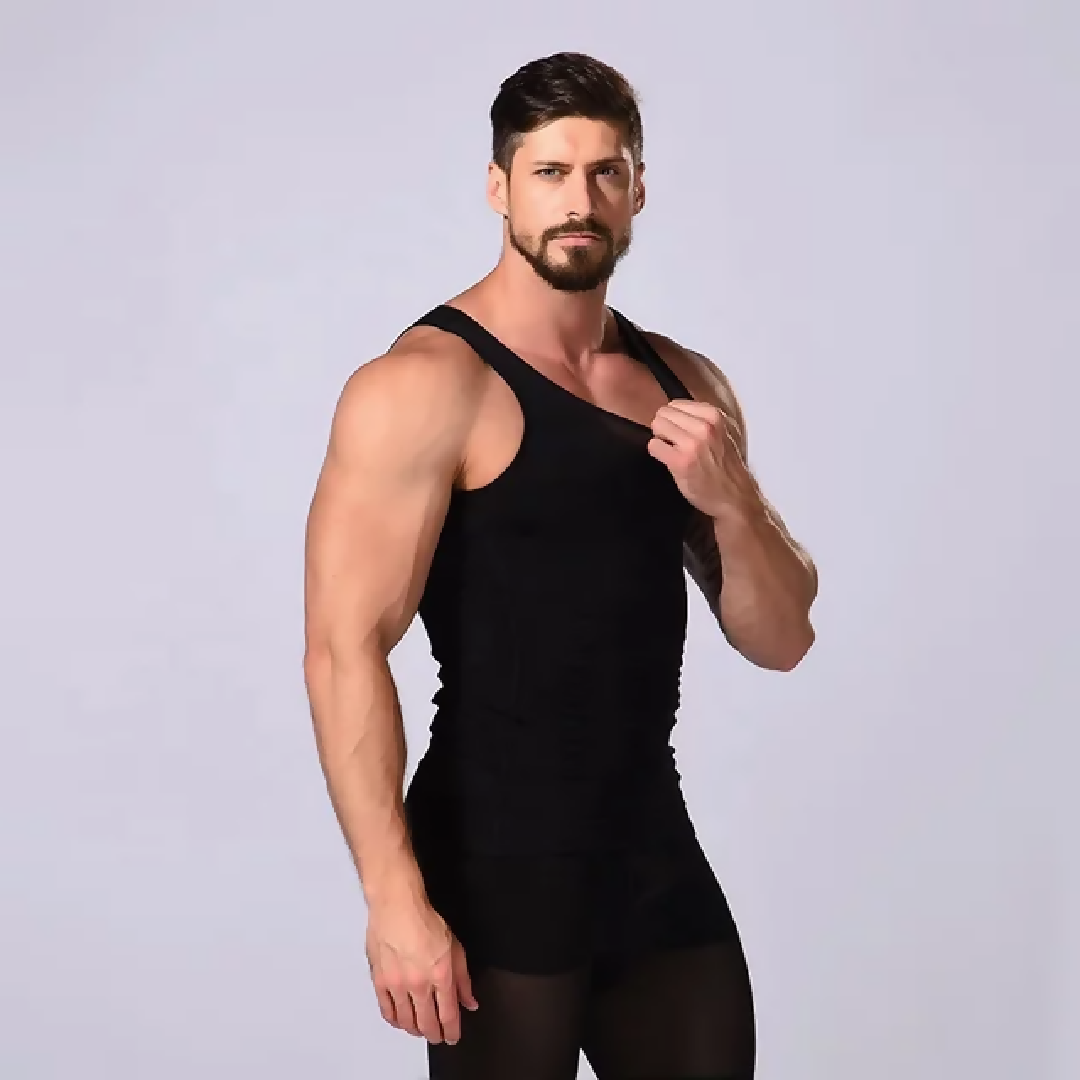 Slim n Fit Body Shaper Vest Shirt Tank Top Sleeveless Shapewear For Men Black