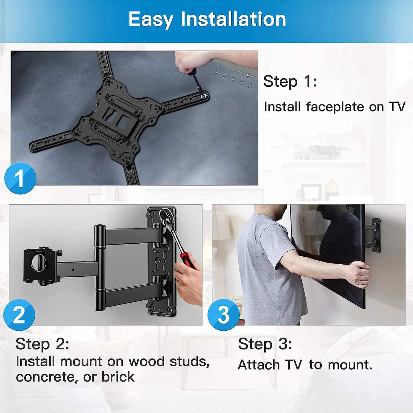 TV Mount Bracket  Heavy Duty Wall Mount for Flat and Curved Screen TVs