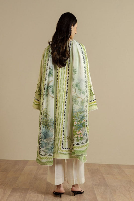 Zara Shahjahan 3 Pc Unstitched  Printed Lawn Suit Nerine-1A