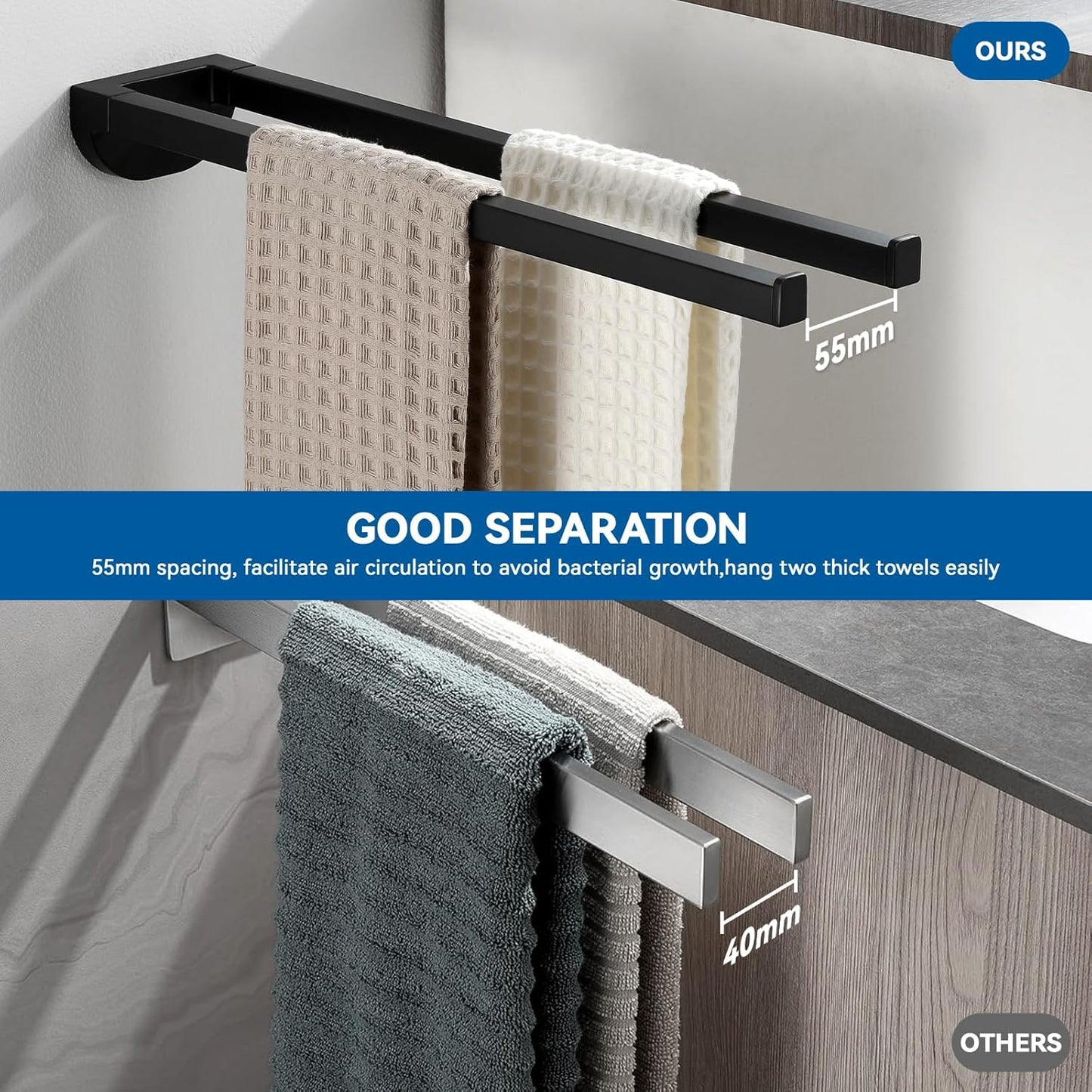 Towel Rails  Wall Mounted Bathroom Rack for Towels and Linens