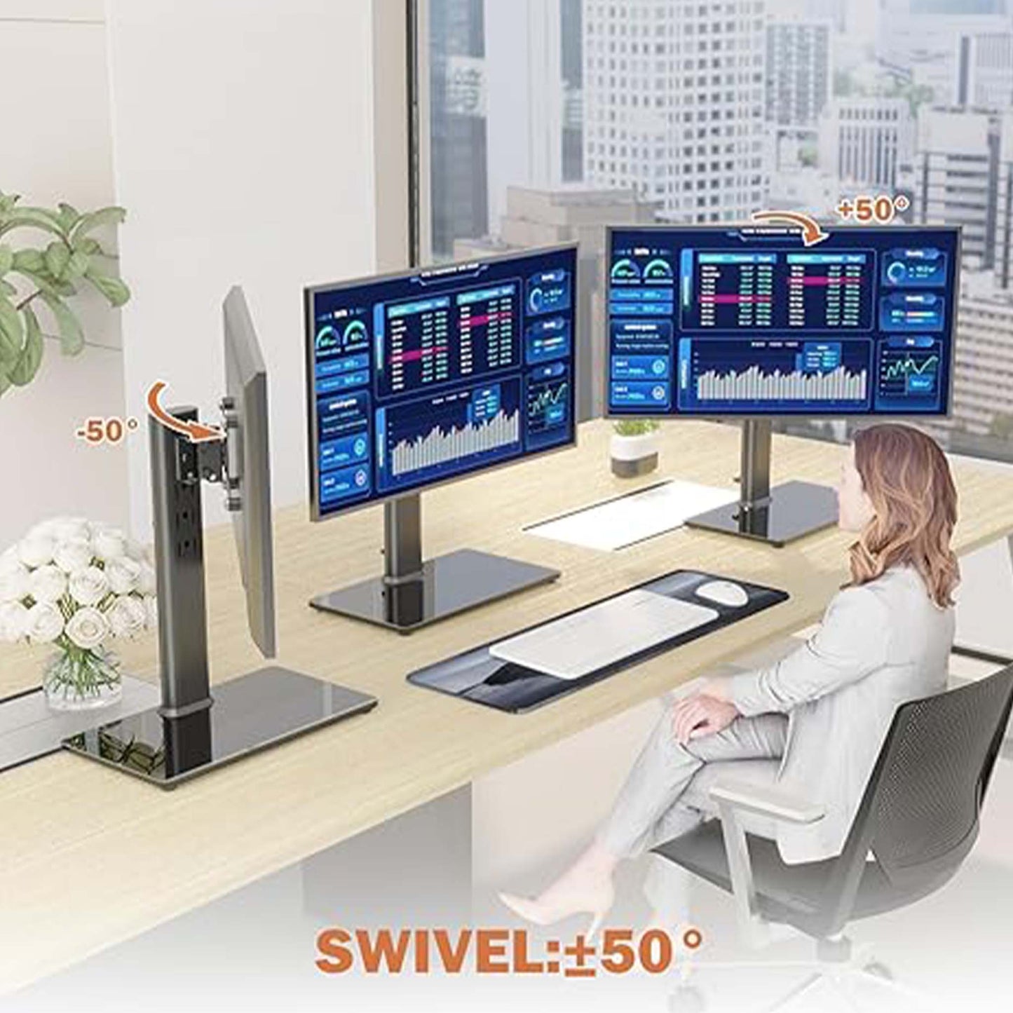 TV and Computer Monitor Stand  Adjustable Riser for Screen Elevation and Desk Organization