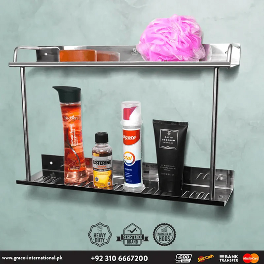 2 Pcs Kitchen Shelves – Stainless Steel Square Wall-Mounted Racks for Storage & Organization