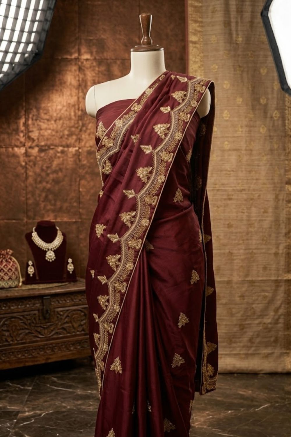 Husn-e-Noor Bridal Wear by MCS Unstitched Handmade Chiffon Silk Saree