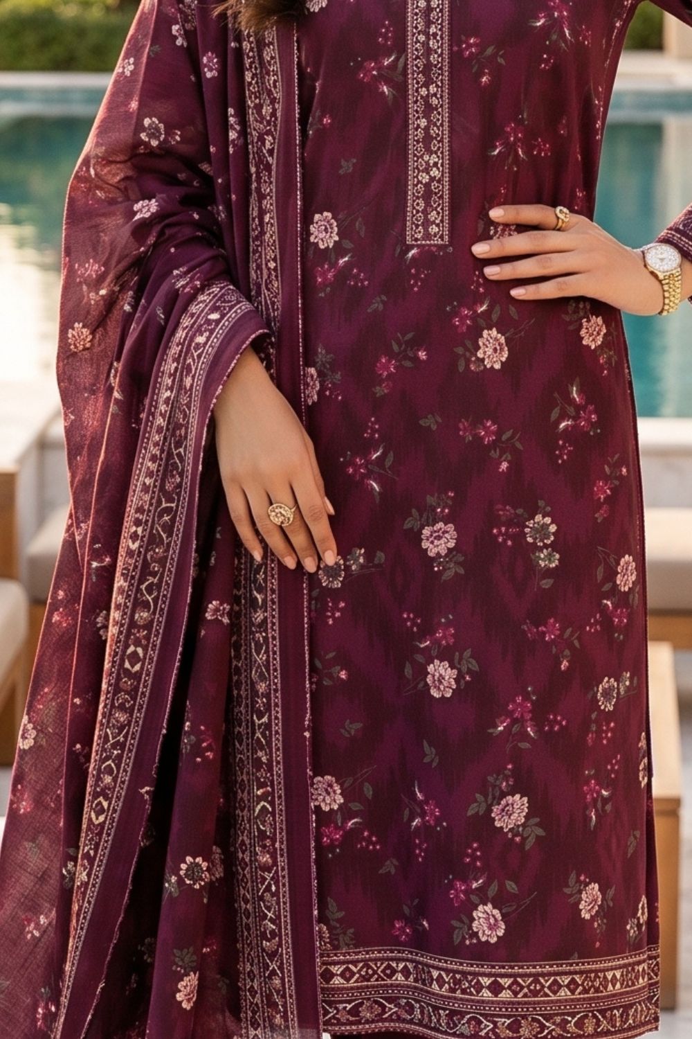Mushtaq 3Pcs Unstitched Printed Lawn Alizy Collection Desgin - 1