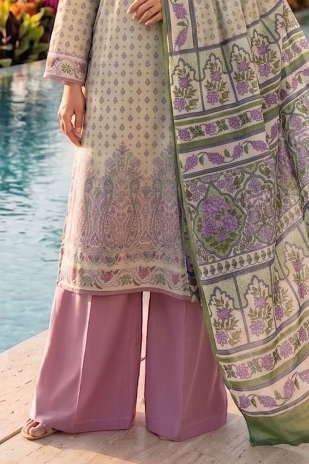 Mushtaq 3Pcs Unstitched Printed Lawn Sapphire Collection Desgin - 1