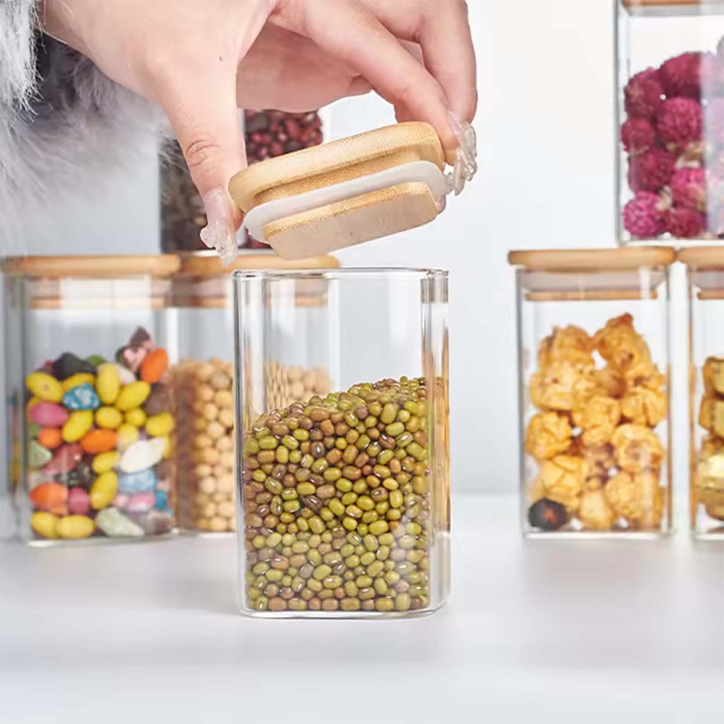 Glass Jar 10 Pcs  Transparent Storage Jars