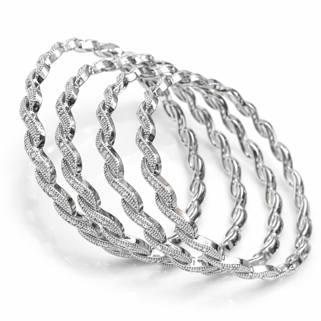 Indian Zircon Bangles 4 Pc Set Size 2.8
