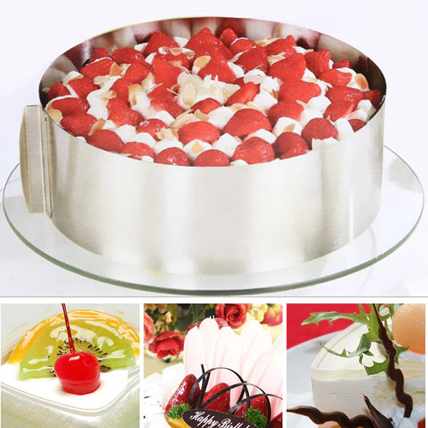 Cake Ring  Adjustable Stainless Steel Baking Mold for Cakes and Desserts