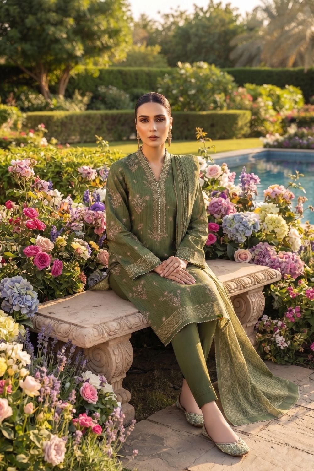 Mushtaq 3Pcs Unstitched Printed Lawn Aizal Collection Desgin - 1
