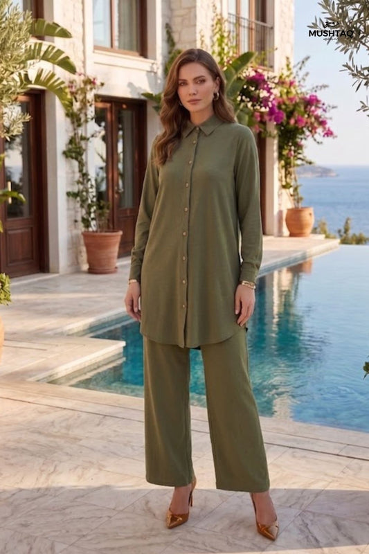 Mushtaq Stitched Plain Co-ords Lawn Suit Collection Desgin - 2