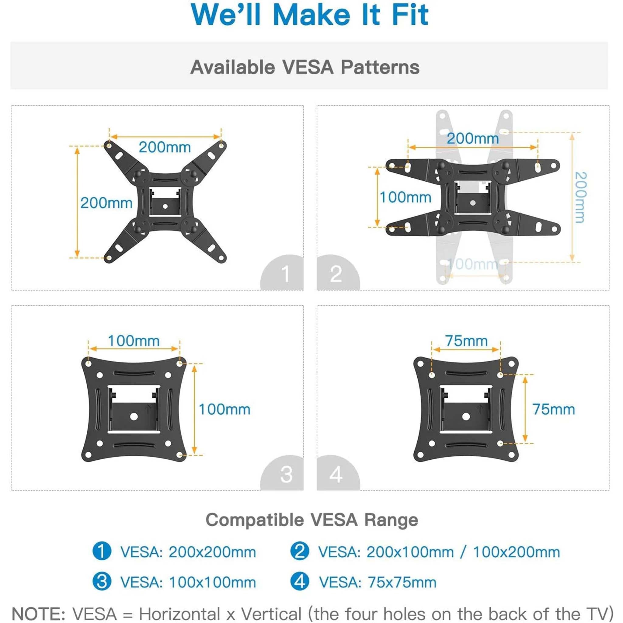 Full Motion TV Wall Mount  Universal Swivel Tilt and Extendable Bracket for Flat and Curved Screen TVs