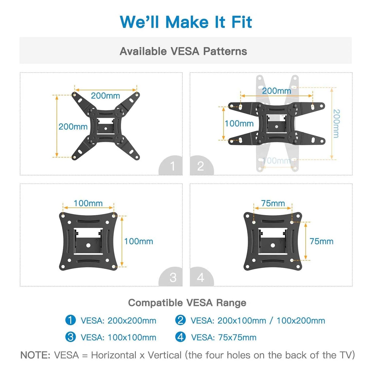 Medium Full Motion TV Wall Mount  Adjustable Tilt Bracket for Flat Screen TVs