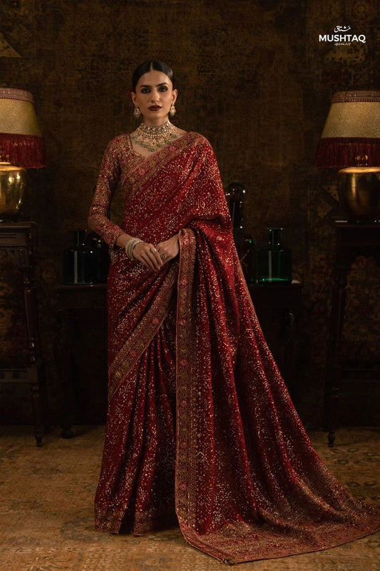 Sari Edit | Embroidered Medium Silk Saree with Organza Detailing | A2501