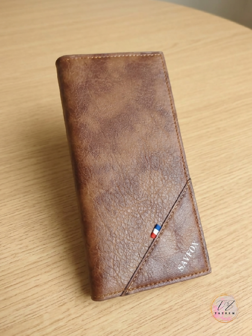 Long Leather Black And Brown Wallet