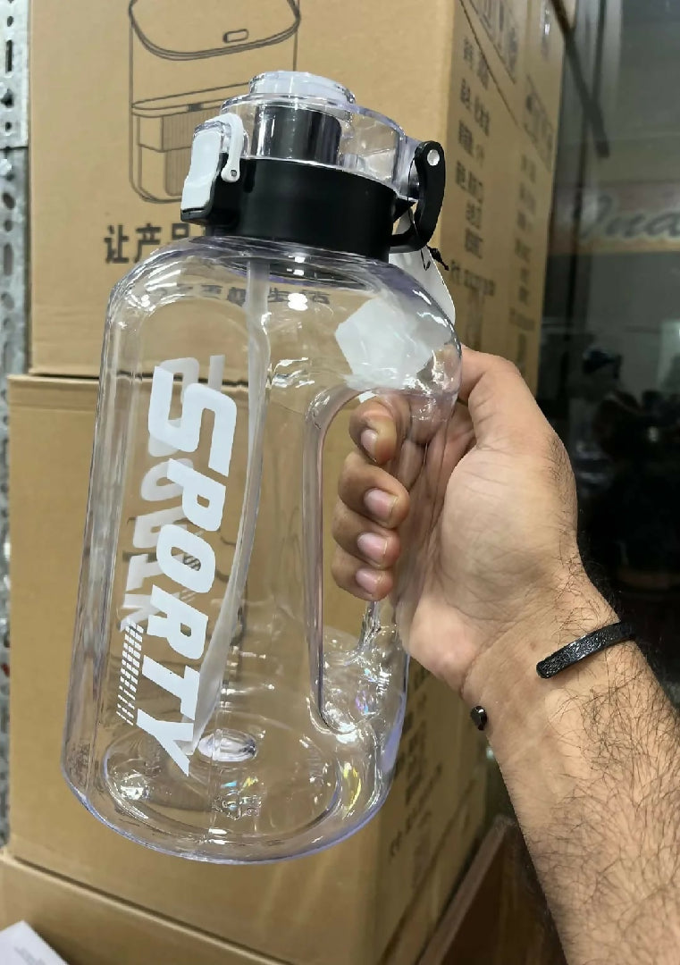 Sporty Water Bottle BPA Free Premium Quality with Time Marker 1L Large Sports Water Bottle with Handle Leak Proof for Fitness Gym Outdoor Travel Daily Use