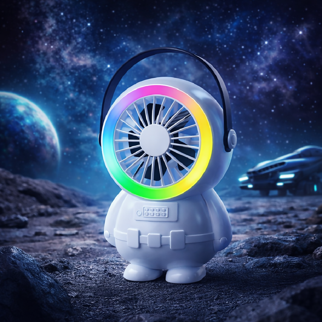 Astro Series Astronaut Mini Desktop Fan Portable USB Rechargeable Fan with RGB Night Light