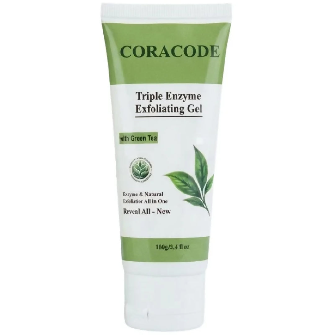 Coracode Triple Enzyme Exfoliating Gel with Green Tea Facial Exfoliating Gel for Dead Skin and Skin Texture 100g