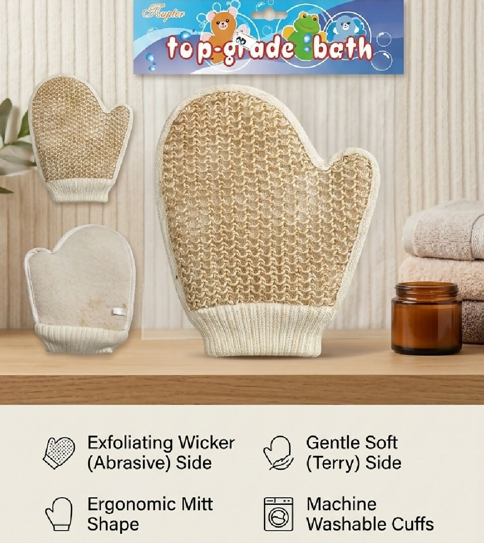 Exfoliating Bath Glove Double Sided Body Scrub Mitt Soft and Rough