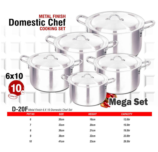 D-20F AL Cooking Set 6x10 Metal Finish - Majestic Cookware