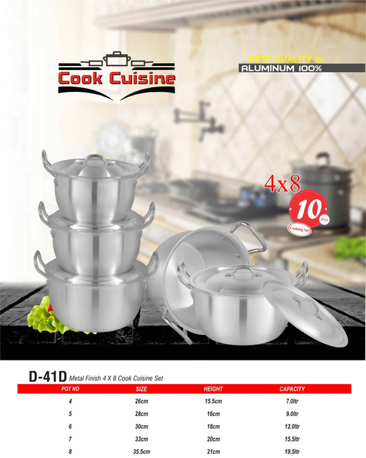 D-41D AL Cook Cuisine Set 4x8 Metal Finish - Majestic Cookware