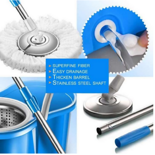 360 Rotating Cleaning Mop Interchangeable Mop Floor Compact Twisted Mop Accessories Household Mop Tool - Big Size - Random Color