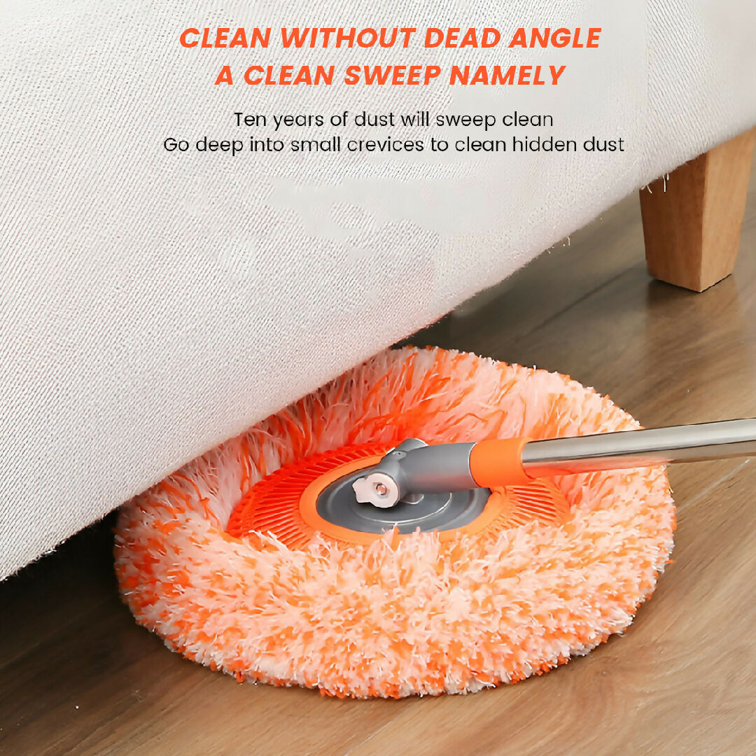 360 Rotating Microfiber Mop - Extendable Handle Telescopic Floor Cleaning Mop - Sunflower Round Mop For Home Office And Car Screen