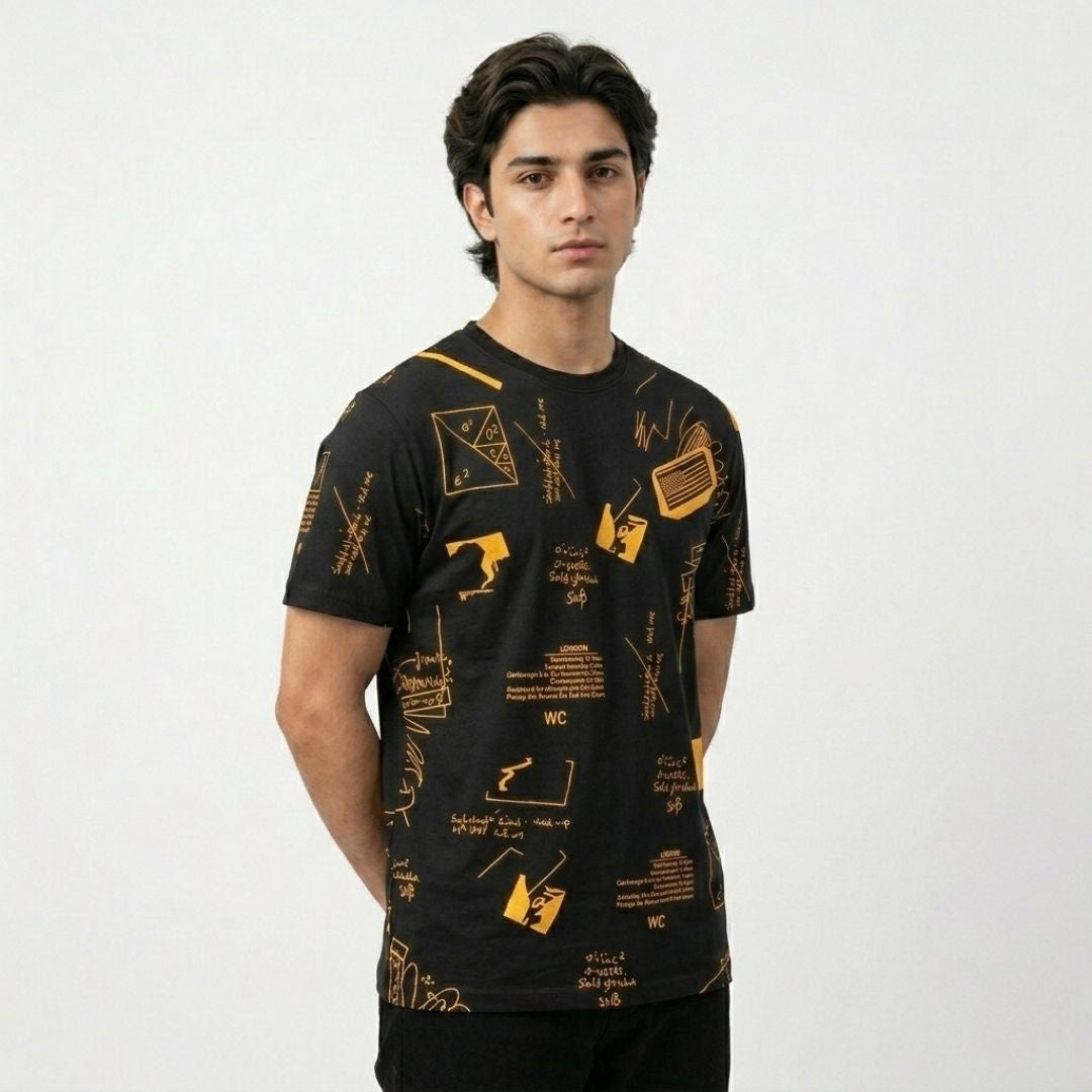 Short Sleeves T-shirt | Calculous Camo | Black