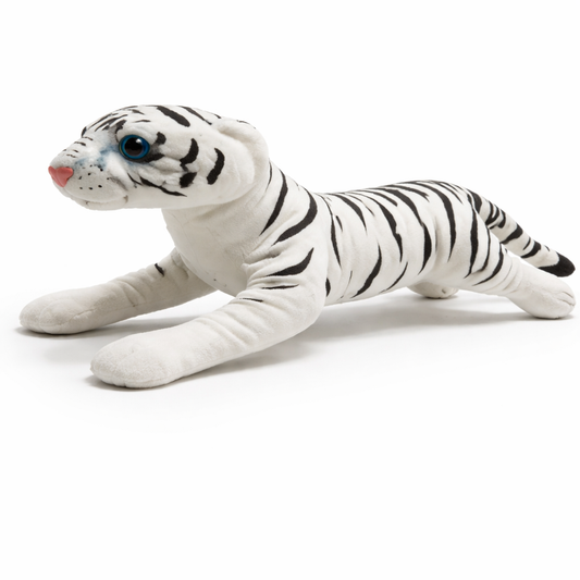Kids White Tiger Plush Soft Toy Lying Wild Cat
