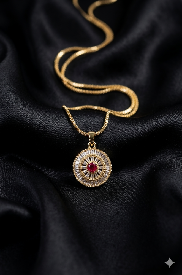 The Empress Sunburst Ruby Pendant Necklace