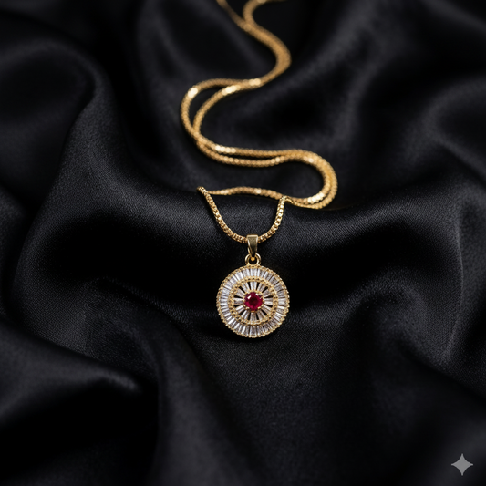 The Empress Sunburst Ruby Pendant Necklace