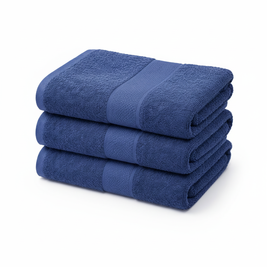 500 GSM Combed Cotton Towel Set Pack of 3 (Hand, Bath & Bath Sheet) Navy