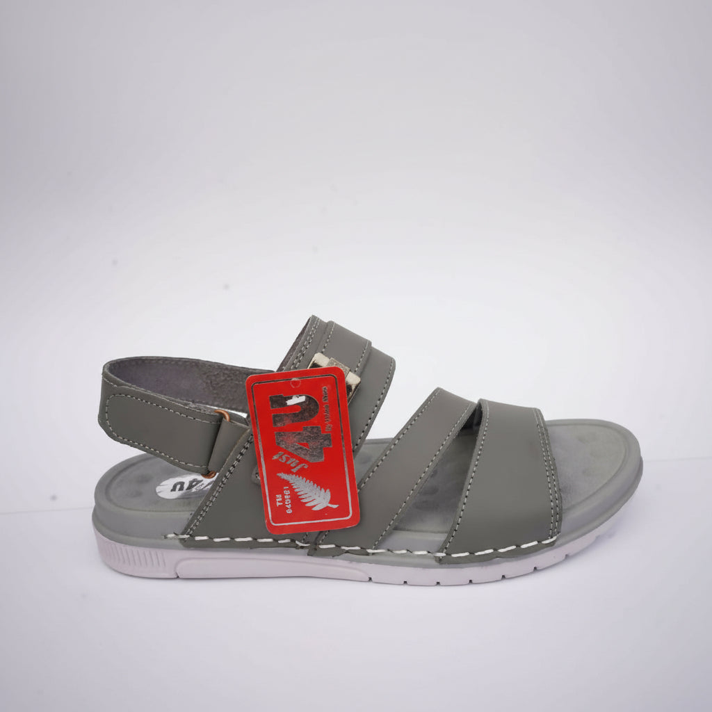 Leather sandals for men colour grey