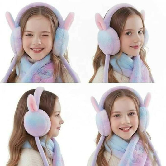 Cute Rabbit Earmuffs for Girls Soft Plush Winter Ear Warmers