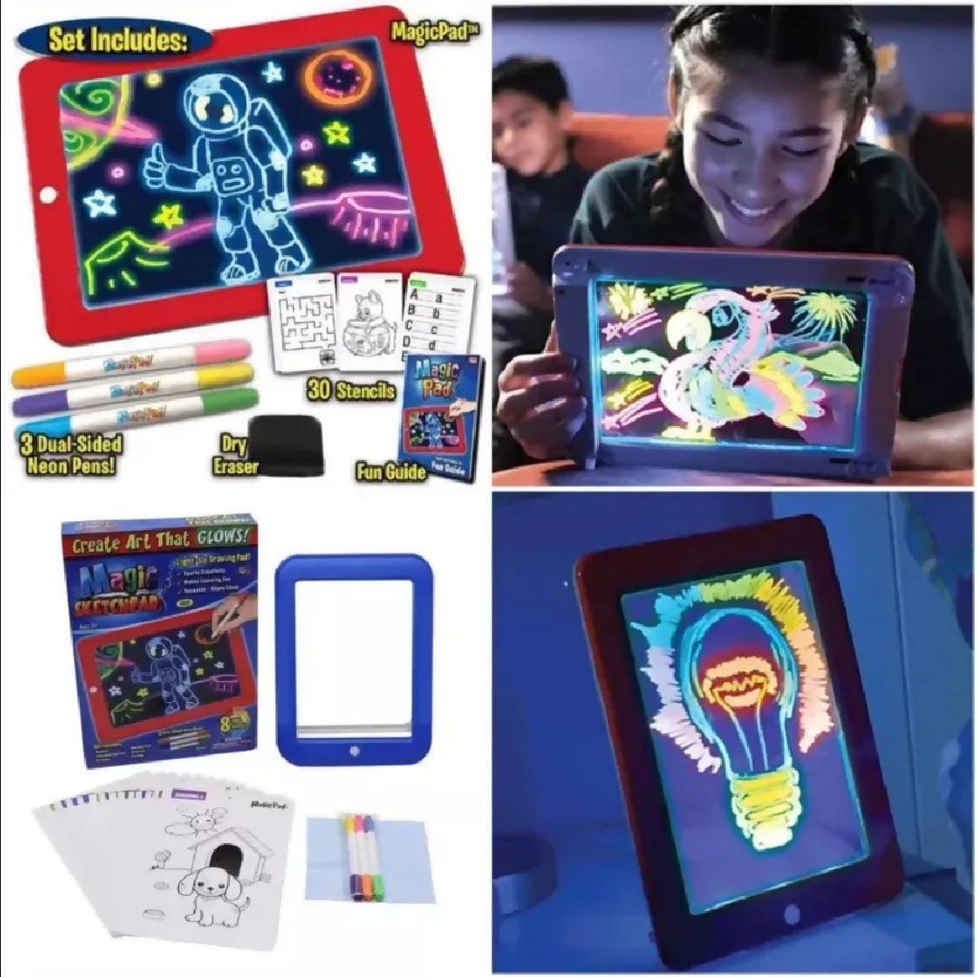 Magic Pad Create Art That GLOWS Light Up LED Board Draw For Sketch Create Doodle Write Learning Tablet