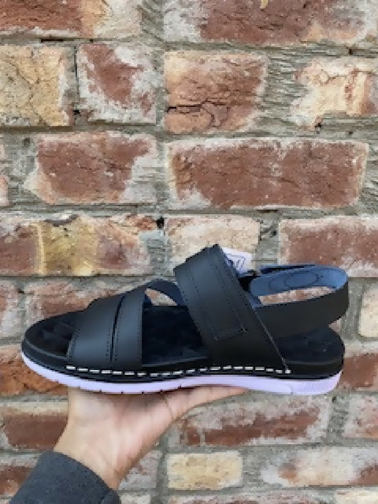 Black Leather Sandals for Men