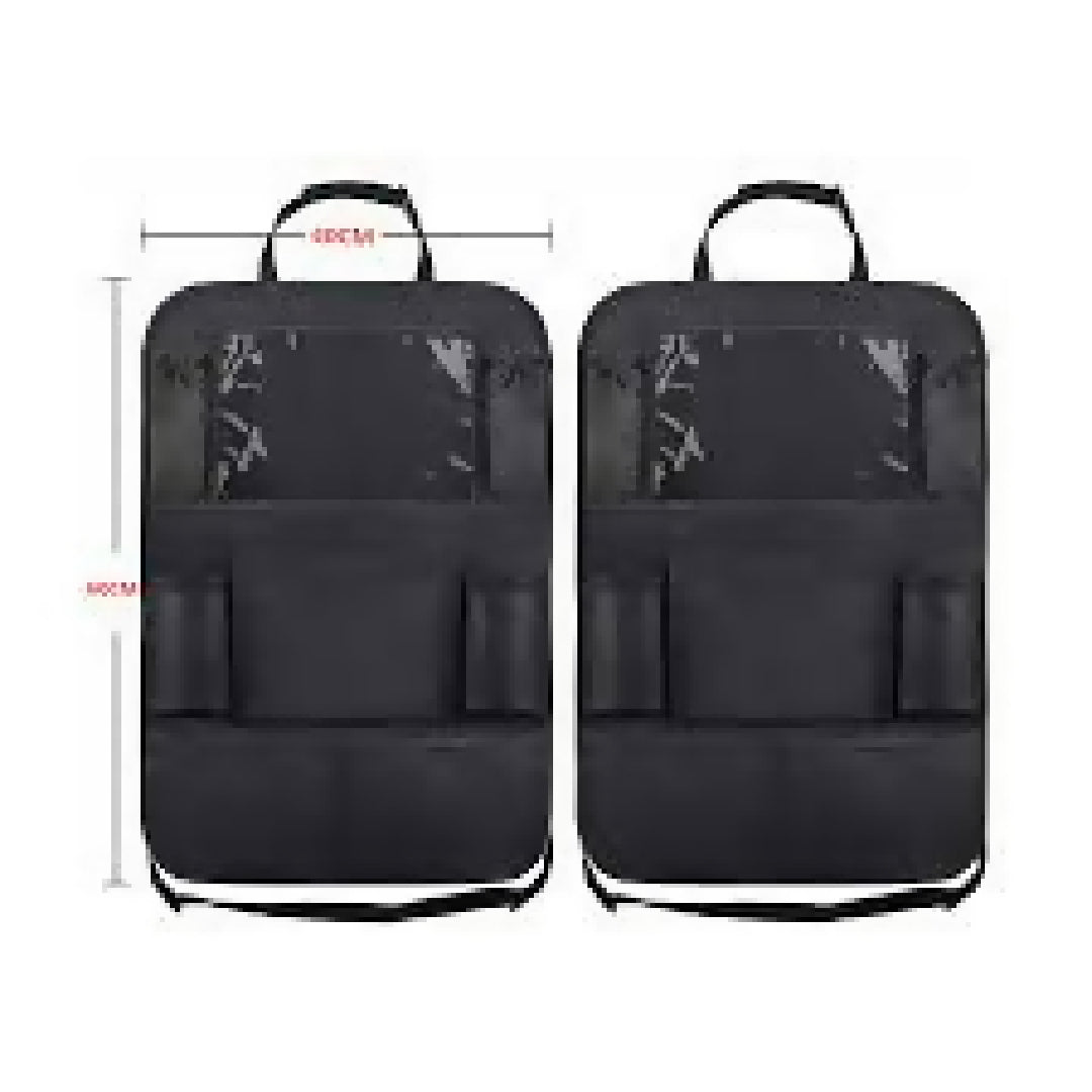 Car Backseat Organizer with Touch Screen Tablet Holder 9 Storage Pockets Kick Mats Car Seat Back Protectors