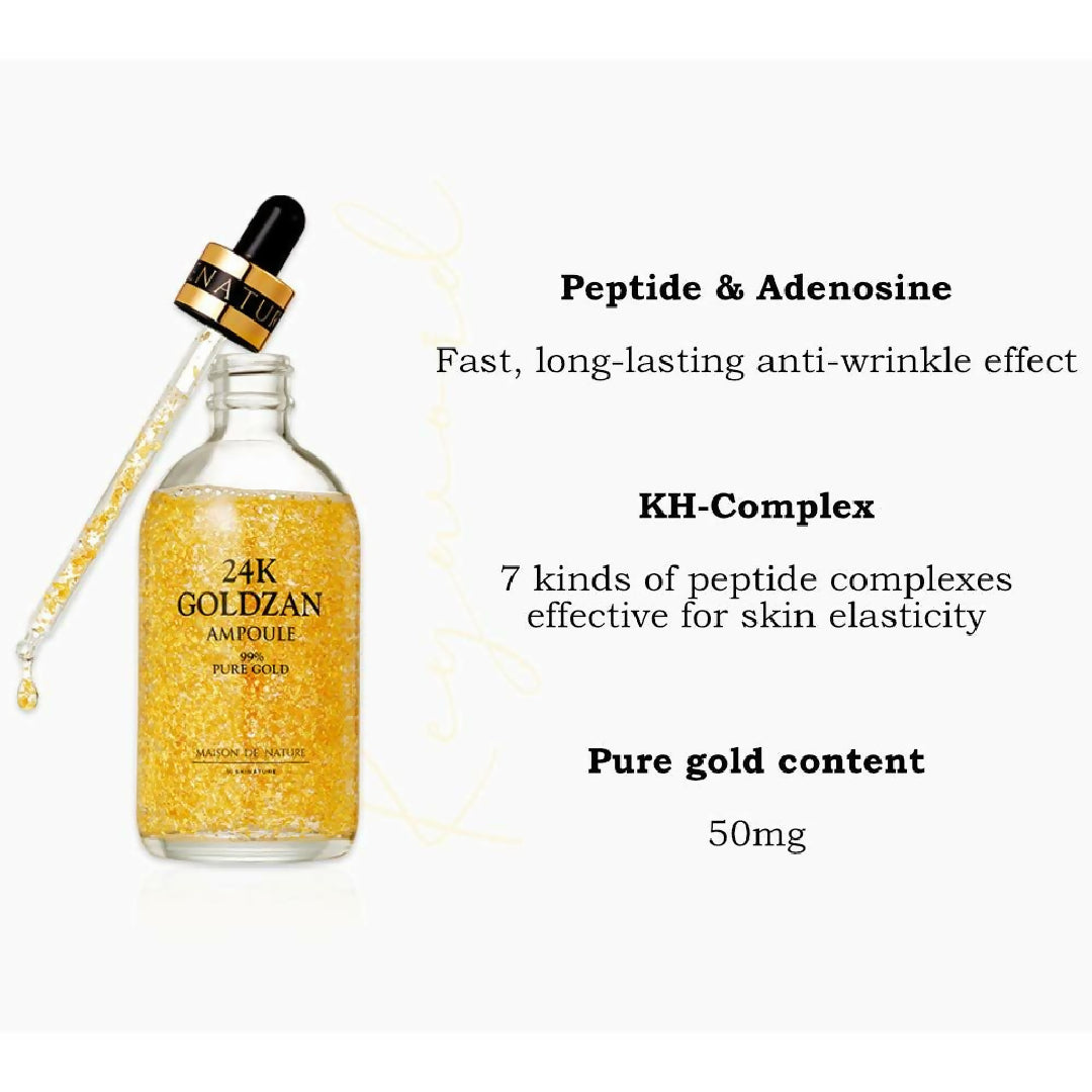 24K Goldzan Facial Serum Ampoule Pure Gold 999 Maison De Nature 100 Ml Made In Korea