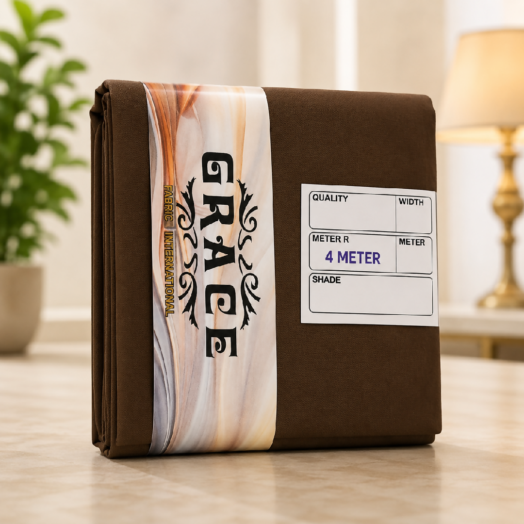 Premium Wash Wear Unstitched Suit Fabric Chocolate Brown 4 Meter