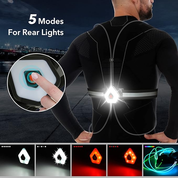 Outdoor Chest Lamp  Rechargeable LED Safety Light for Running Hiking and Cycling