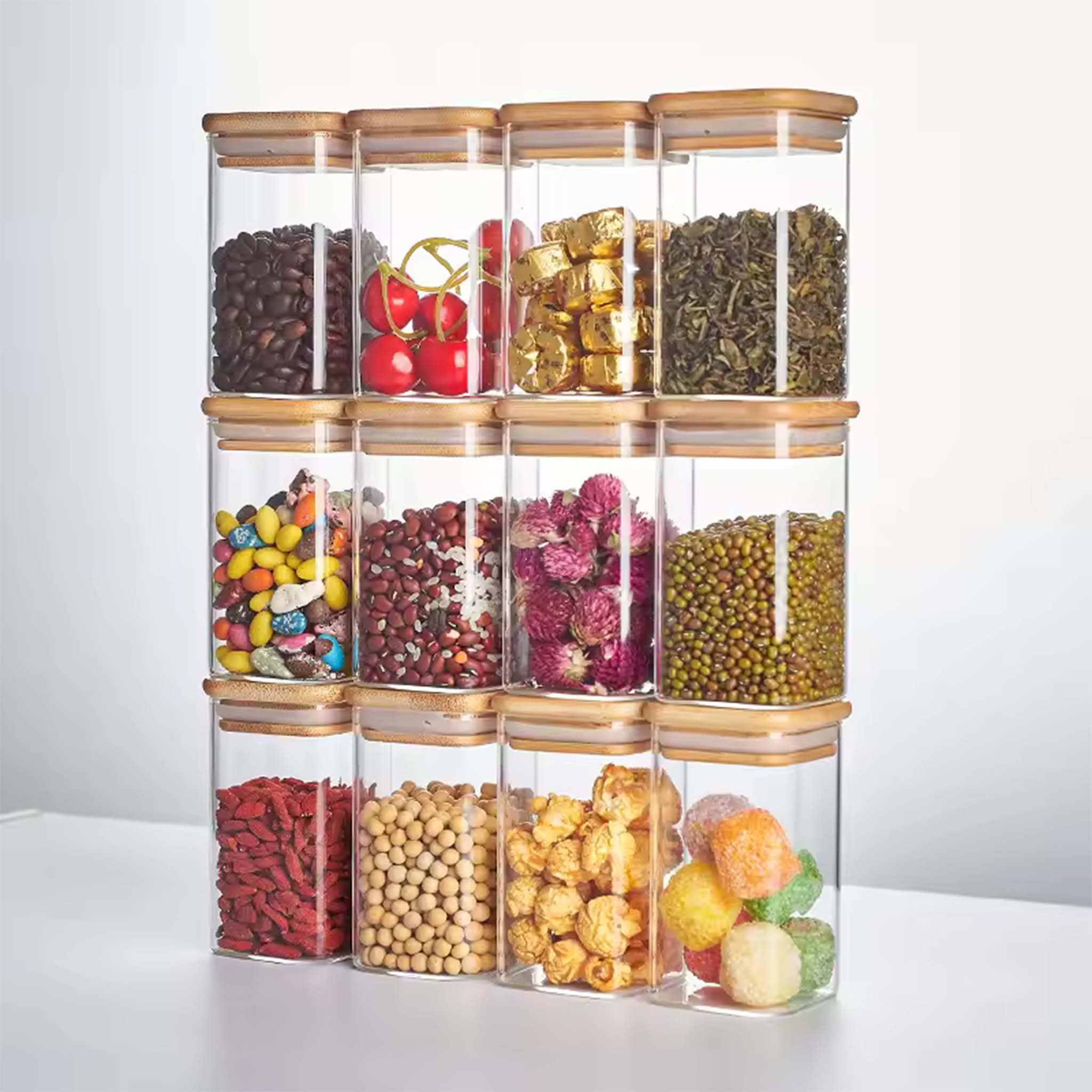 Glass Jar 10 Pcs  Transparent Storage Jars