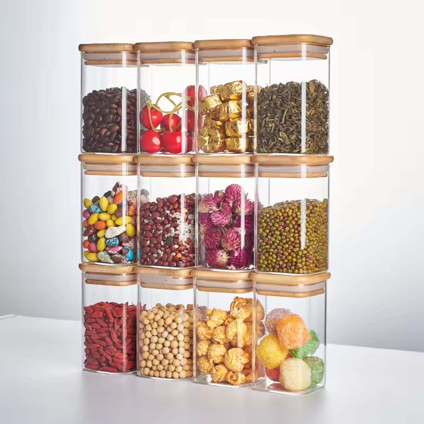 Glass Jar 10 Pcs  Transparent Storage Jars