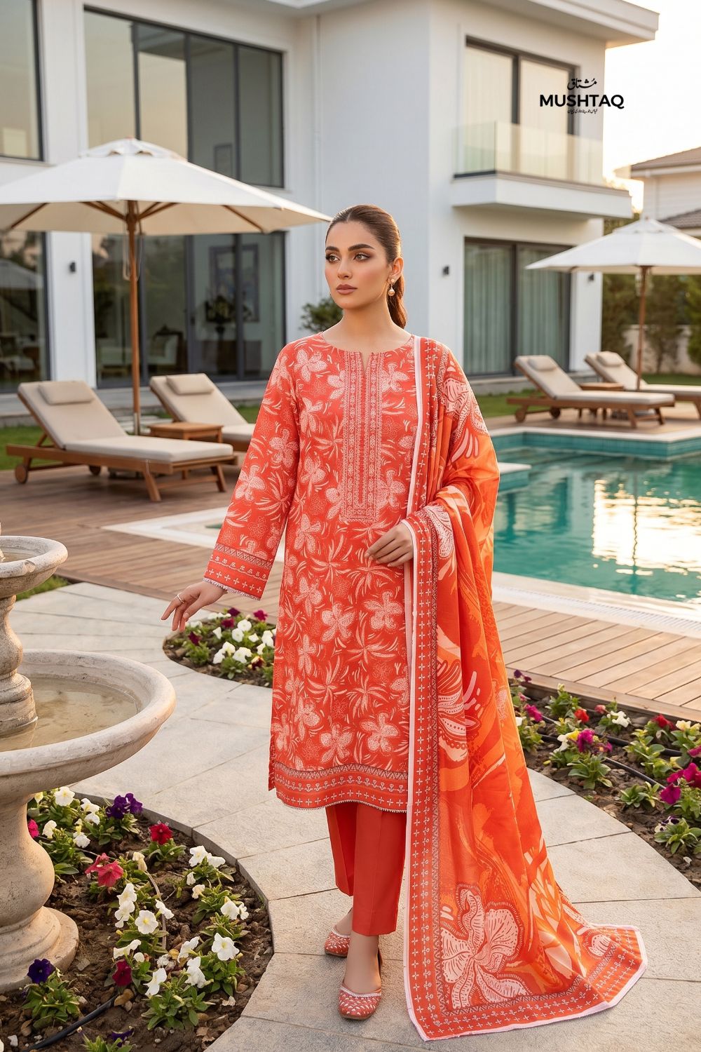 Mushtaq 3Pcs Unstitched Printed Lawn Zayra Collection Desgin - 2