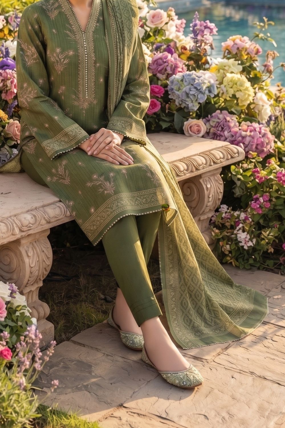 Mushtaq 3Pcs Unstitched Printed Lawn Aizal Collection Desgin - 1