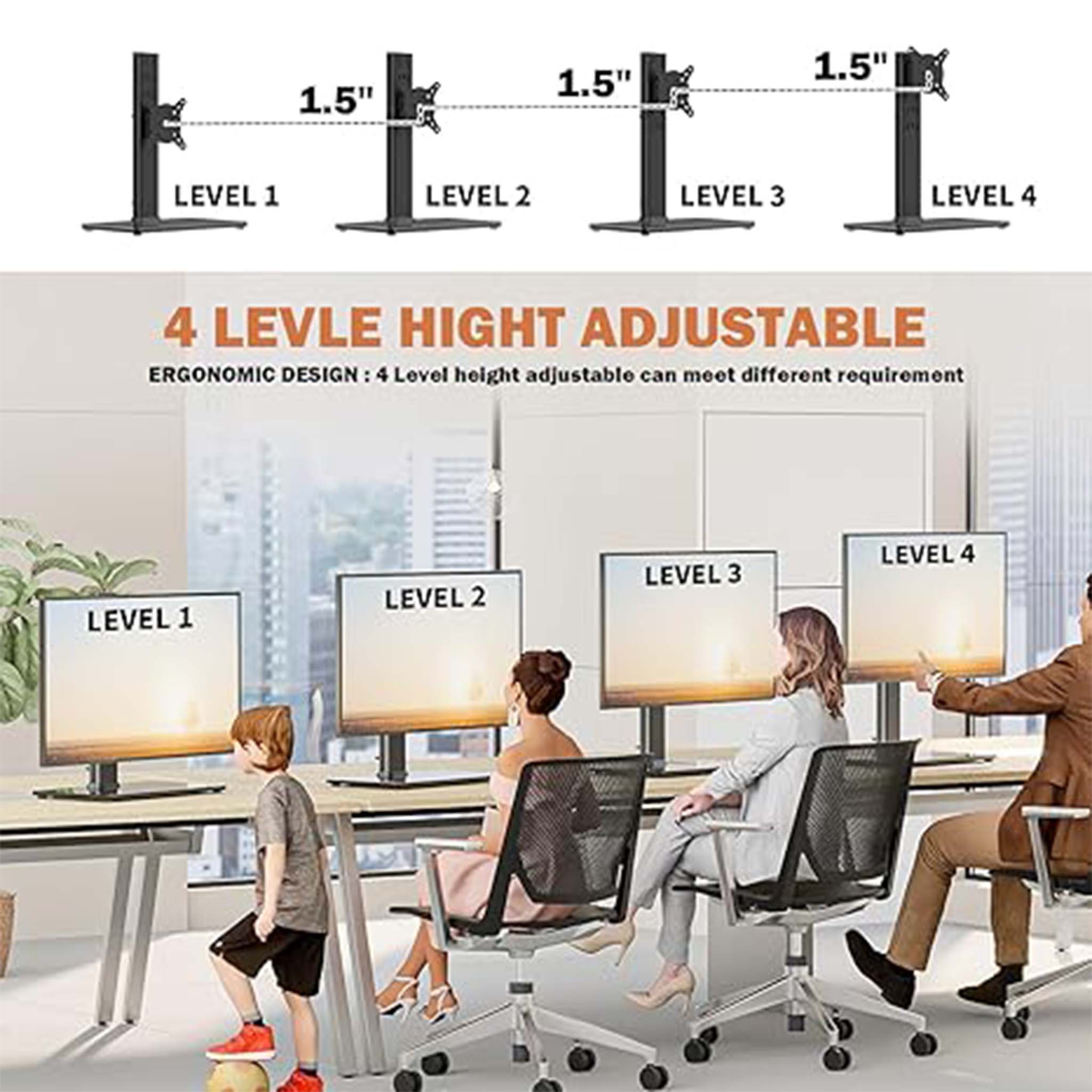 TV and Computer Monitor Stand  Adjustable Riser for Screen Elevation and Desk Organization