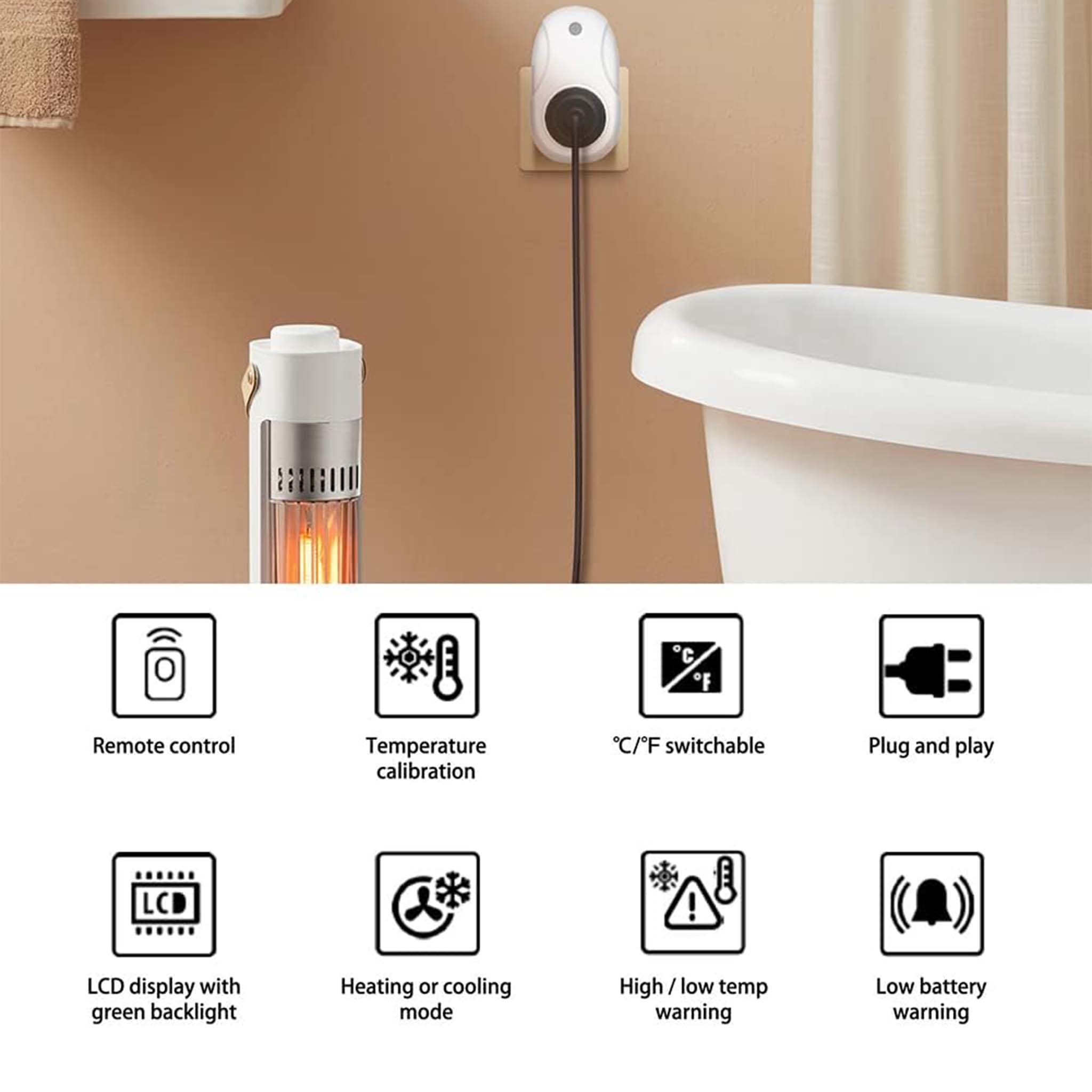 Wireless Thermostat  Smart Digital Temperature Controller for Home Heating and Cooling