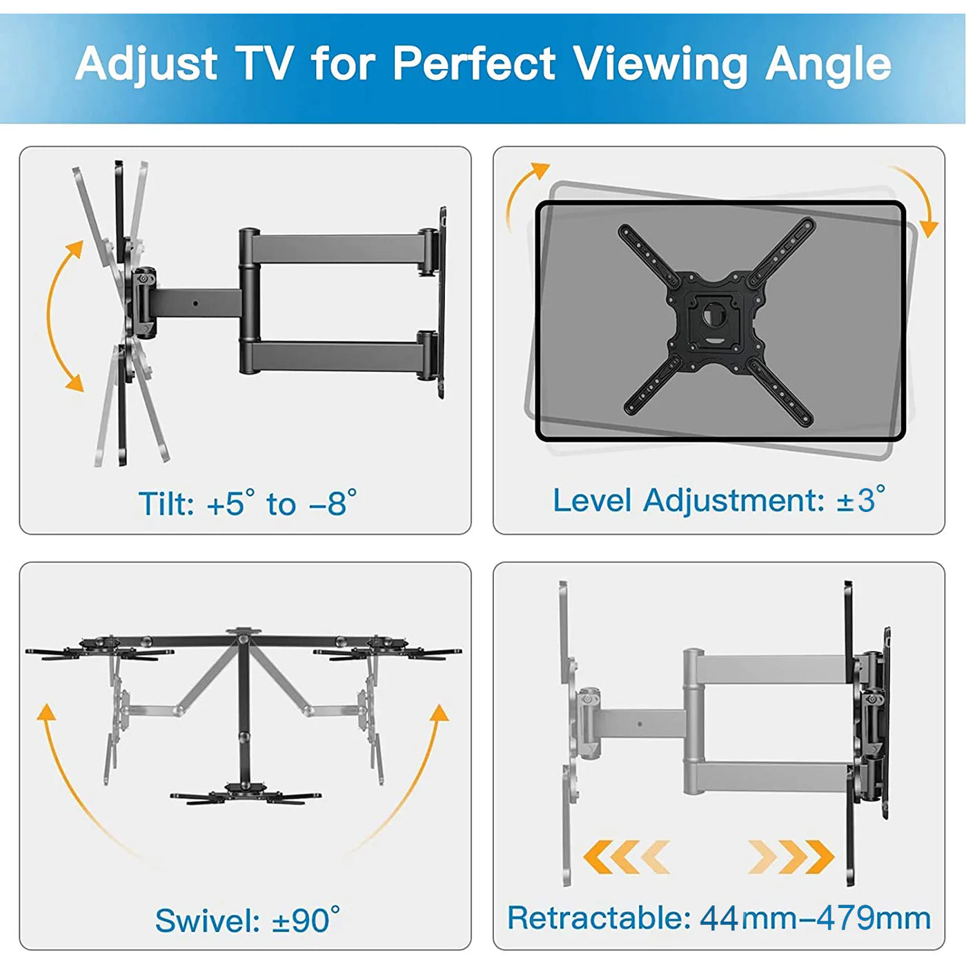 TV Mount Bracket  Heavy Duty Wall Mount for Flat and Curved Screen TVs