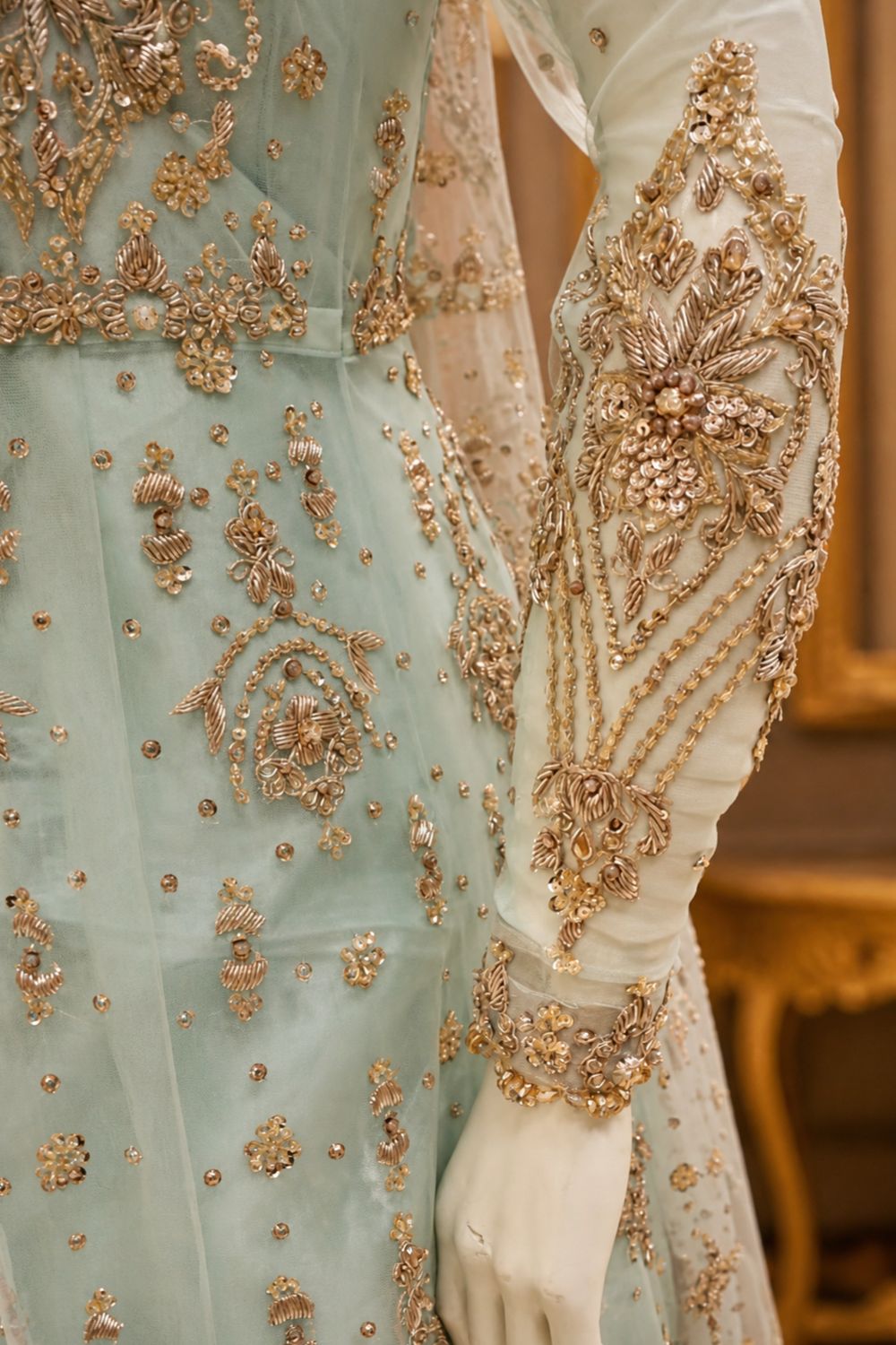 Majestic Bride Bridal Wear by MCS Unstitched Handmade Chiffon Farshi Bridal Wear