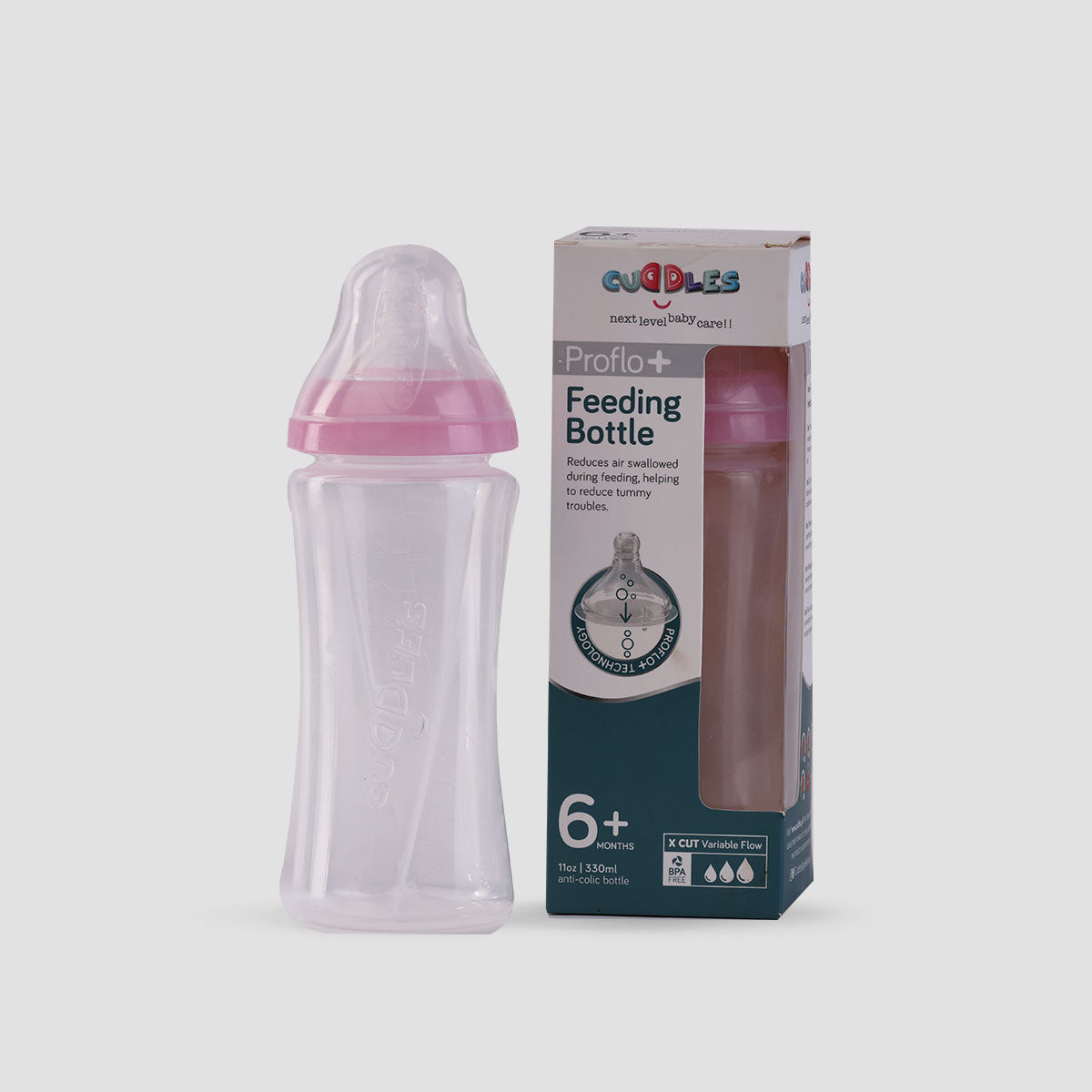 Cuddles Baby Proflo Essential X Cut Variable Flow Feeding Bottle 11oz/330ml