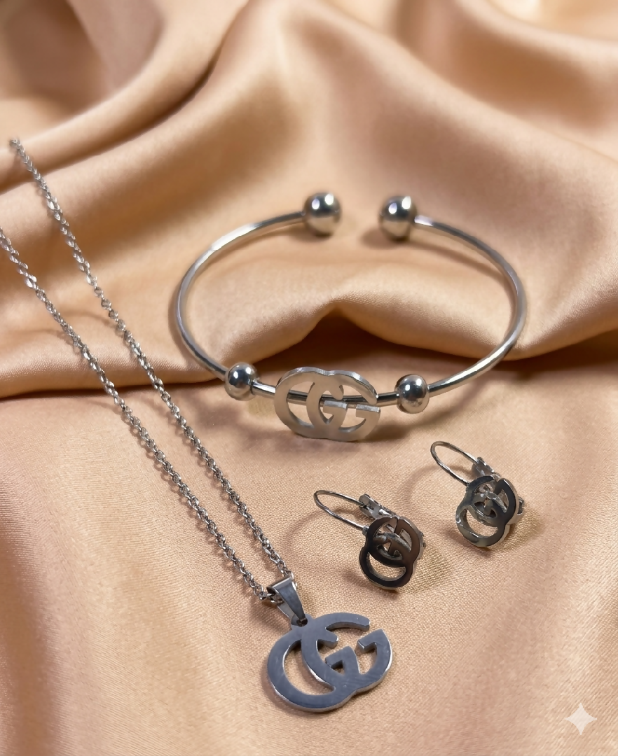 Interlocking Initial Motif 3-Piece Jewelry Set